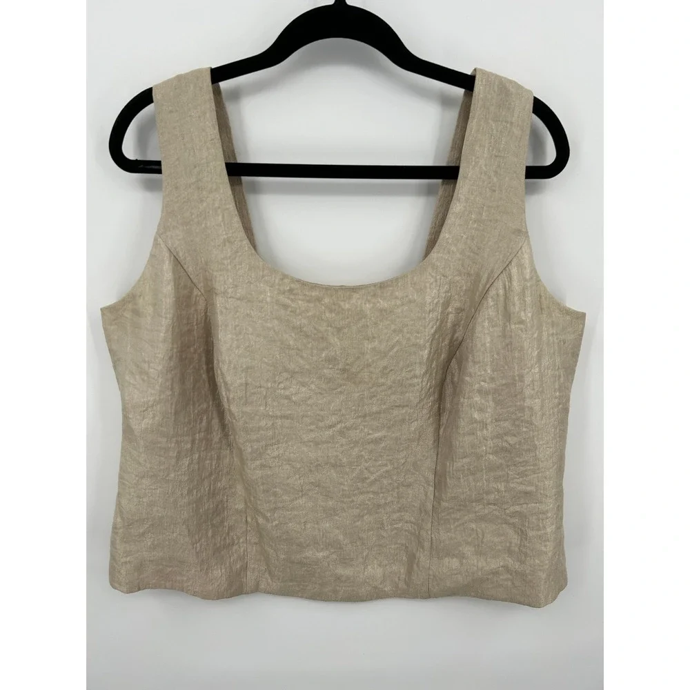 Expo New York Champagne Gold Metallic Sleeveless Shell Top Womens Size 16w - Picture 11 of 14